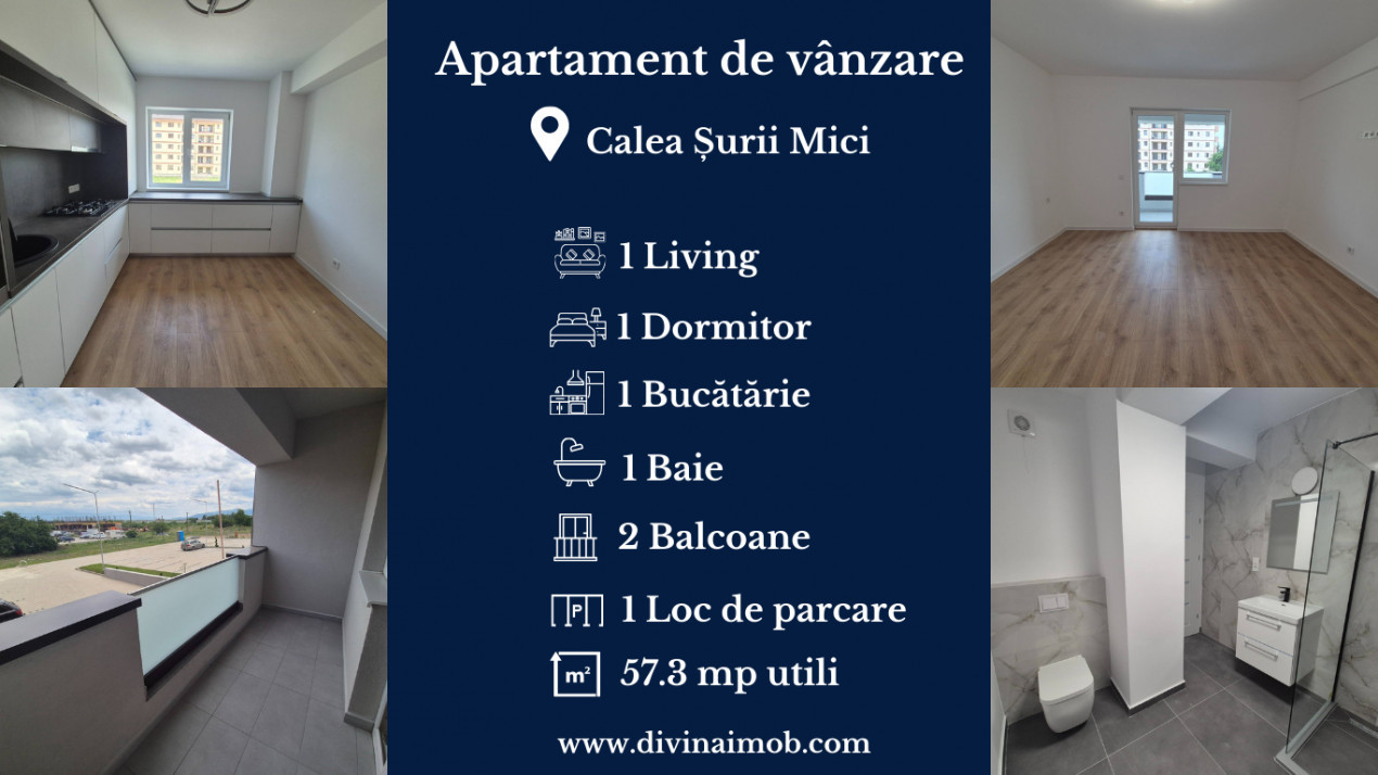 Apartamente noi, 2 camere, 57.3 mpu, Calea Surii Mici