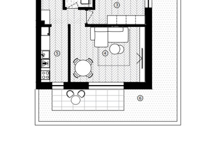 Apartament cu 2 camere, 49.3 mpu, Terasă 34.6 mp, Parter